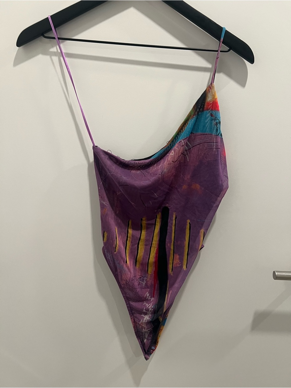 Zara Purple Multicolor One Shoulder Bodysuit